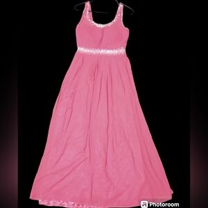 Pink rhinestone maxi dress